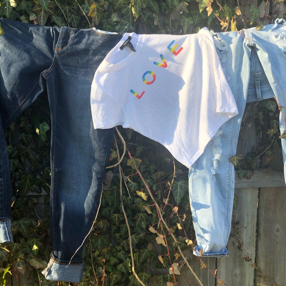“L O V E” Rainbow graphic crop top
